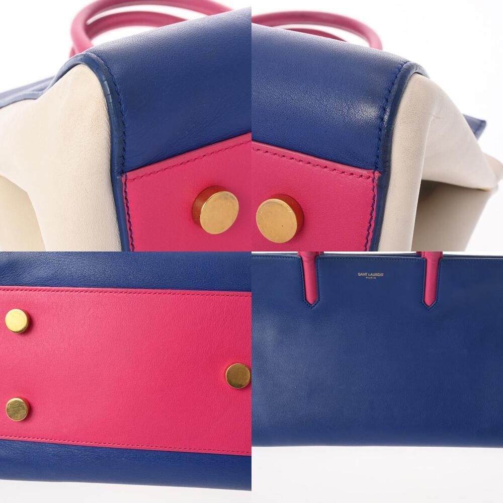SAINT LAURENT Cavalieve Gauche Blue Pink White Leather Handbag - Picture 8 of 11